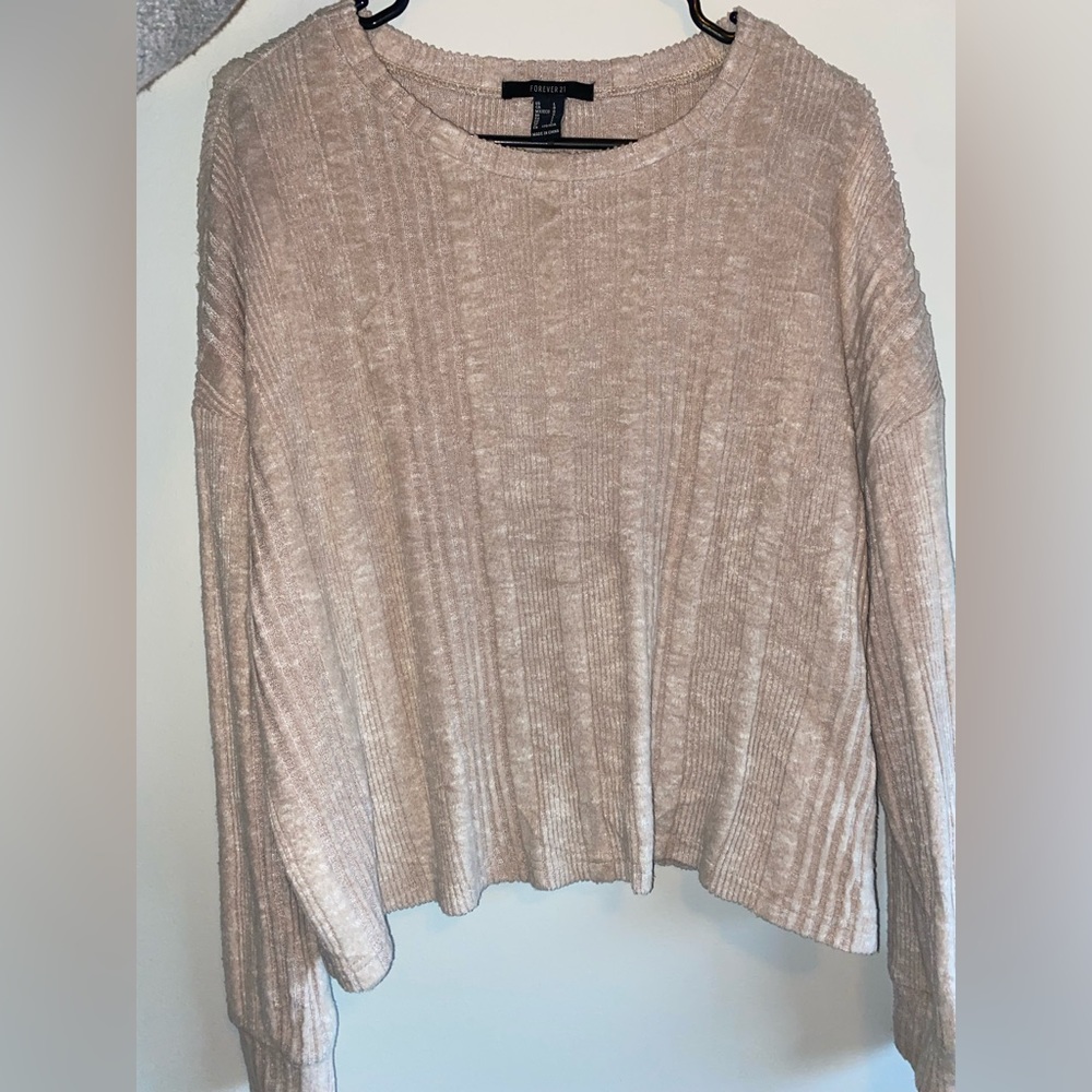 Velour ribbed cream sweater